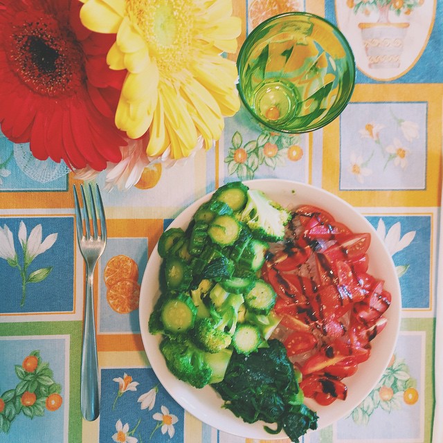 Late lunch  #konjac #tomato #zucchini