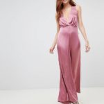 new look tuta rosa in satin