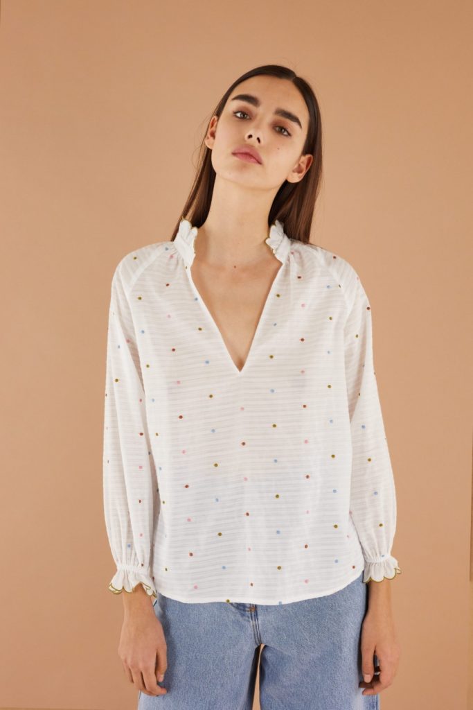 blusa a pois colorati