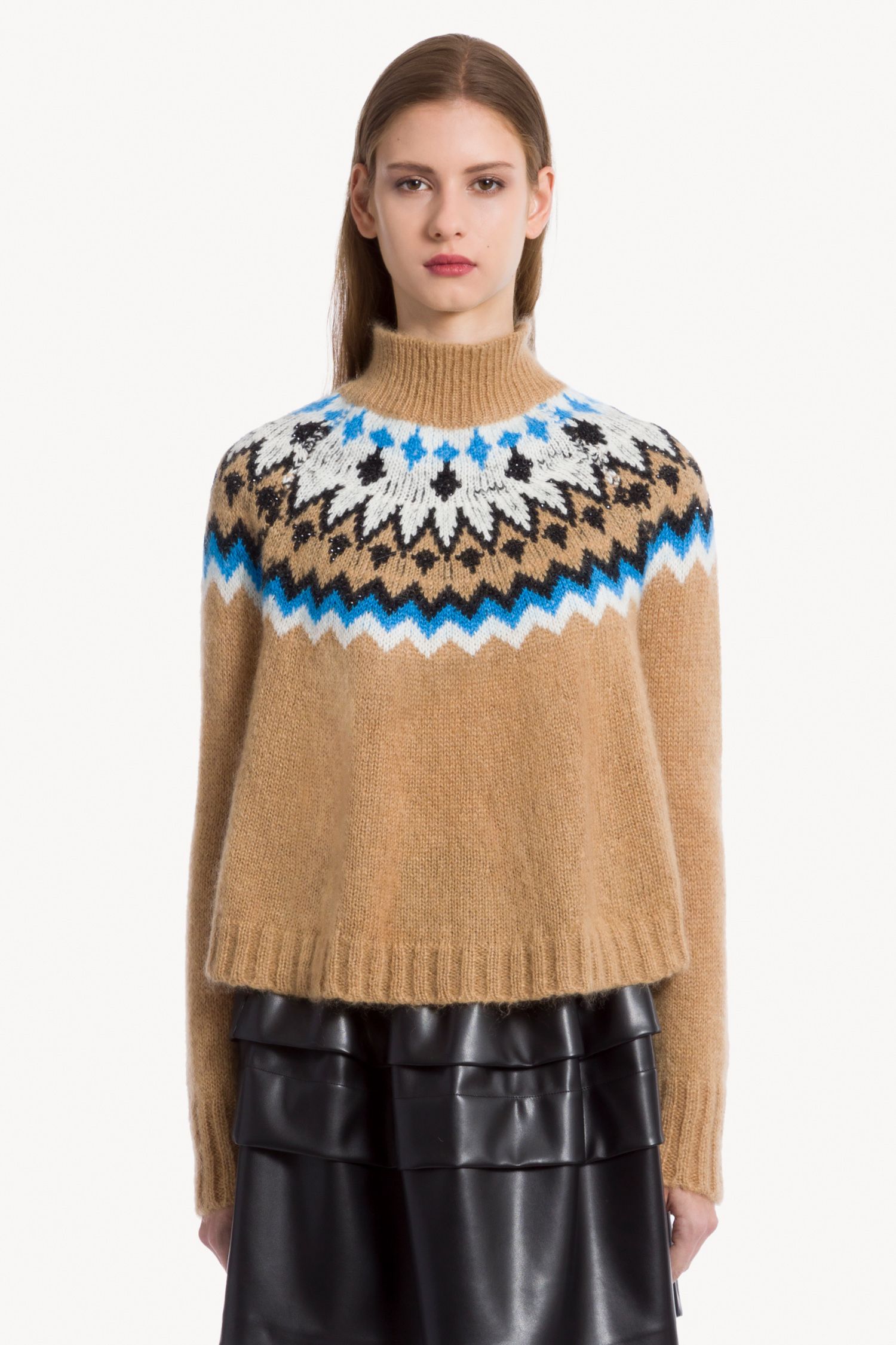 Maglia Jacquard Con Cristalli